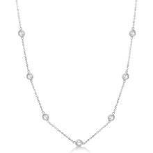 Diamond Station Necklace Bezel-Set 14K White Gold 0.76ctw