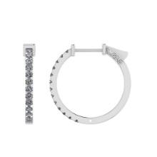 0.60 Ctw SI2/I1 Diamond Prong Set 14K White Gold Huggie Earrings