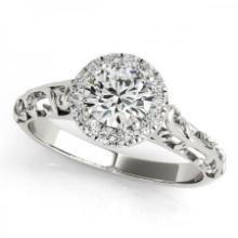 CERTIFIED PLATINUM 1.11 CTW J-K/VS-SI1 DIAMOND HALO ENGAGEMENT RING