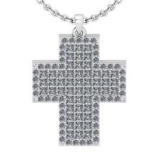 2.65 Ctw SI2/I1 Diamond 14K White Gold Cross Pendant Necklace