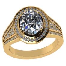 VS/SI1 Certified 1.80 CTW Round and Cut Diamond 14K Yellow Gold Ring