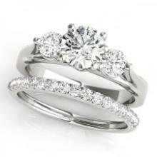 CERTIFIED 18KT WHITE GOLD 1.00 CTW J-K/VS-SI1 DIAMOND BRIDAL SET