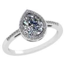 1.18 Ctw Diamond 14k White Gold Halo Ring VS/SI1