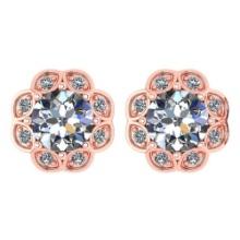 Certified .99 Ctw Diamond 14k Rose Gold Halo Stud Earring VS-SI1