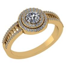 0.78 Ctw Diamond 14k Yellow Gold Halo Ring VS/SI1