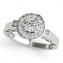 CERTIFIED PLATINUM 0.97 CTW J-K/VS-SI1 DIAMOND HALO ENGAGEMENT RING