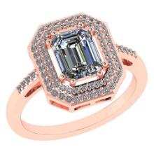 1.12 Ctw Diamond 14k Rose Gold Halo Ring