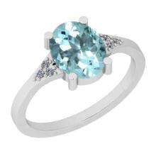 1.75 Ctw VS/SI1 Aquamarine And Diamond 14K White Gold Ring