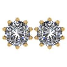 Certitifed 1.60 Ctw Round Diamond 14K Yellow Gold Stud Earrings