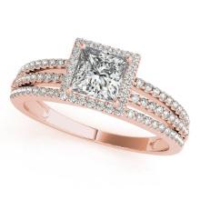 Certified 1.20 Ctw SI2/I1 Diamond 14K Rose Gold Engagement Halo Ring