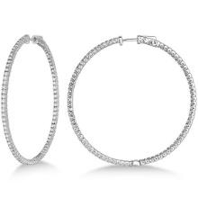 Unique X-Large Diamond Hoop Earrings 14k White Gold 3.00ctw