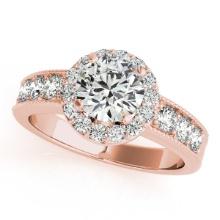 Certified 1.30 Ctw SI2/I1 Diamond 14K Rose Gold Engagement Halo Ring