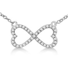 Pave Infinity Heart Diamond Pendant Necklace 14k White Gold 0.39ctw