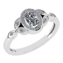 Certitifed 0.84 Ctw Diamond 14k White Gold Halo Ring