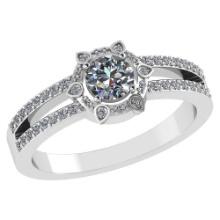 Certitifed 0.69 Ctw Diamond 14k White Gold Halo Ring