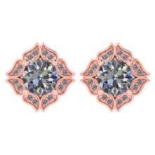 Certified .98 Ctw Diamond 14k Rose Gold Halo Stud Earring