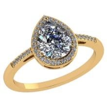 1.18 Ctw Diamond 14k Yellow Gold Halo Ring VS/SI1