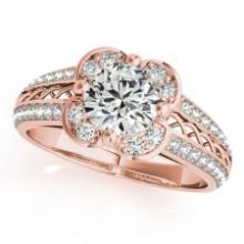 CERTIFIED 18K ROSE GOLD .88 CTW J-K/VS-SI1 DIAMOND HALO ENGAGEMENT RING