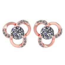 1.02Ctw Diamond 14k Rose Gold Halo Stud Earring