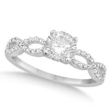 Twisted Infinity Round Diamond Engagement Ring 14k White Gold 1.50ctw