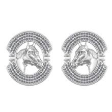 1.22 Ctw SI2/I1 Diamond 14K White Gold Horse Stud Earrings