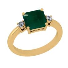1.85 Ctw VS/SI1 Emerald And Diamond 18K Yellow Gold three pec Ring