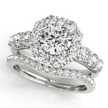 Certified 1.80 Ctw SI2/I1 Diamond 14K White Gold Vintage Style Wedding Set Ring
