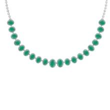 44.40 Ctw VS/SI1 Emerald And Diamond 14K White Gold Girls Fashion Necklace (ALL DIAMOND ARE LAB GROW