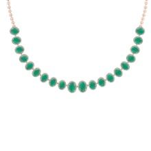 44.40 Ctw VS/SI1 Emerald And Diamond 14K Rose Gold Girls Fashion Necklace (ALL DIAMOND ARE LAB GROWN