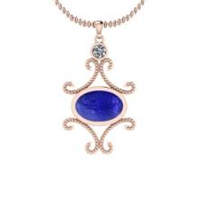 Certified 8.05 Ctw Tanzanite and Diamond I1/I2 14K Rose Gold Victorian Style Pendant