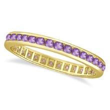 Amethyst Channel Set Eternity Ring Band 14k Yellow Gold 1.00ctw