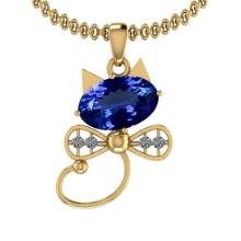 Certified 4.75 Ctw VS/SI1 Tanzanite And Diamond 14k Yellow Gold Victorian Style Necklace