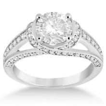 Fancy Twist Pave Round Diamond Engagement Ring Platinum 1.66ctw
