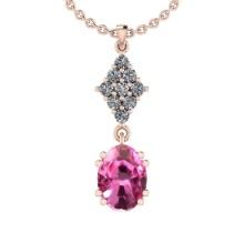 Certified 2.36 Ctw VS/SI1 Pink Sapphire And Diamond 14K Rose Gold Pendant Necklace