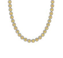 1.84 Ctw i2/i3 Treated Fancy Yellow Diamond 14K White Gold 1 Row Necklace