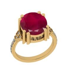 6.25 CtwSI2/I1 Ruby And Diamond 14K Yellow Gold Vintage Style Ring
