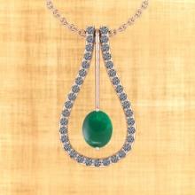 Certified 8.69 Ctw Emerald And Diamond I1/I2 14K Rose Gold Victorian Style Pendant Necklace