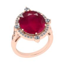 9.30 CtwSI2/I1 Ruby And Diamond 14K Rose Gold Vintage Style Ring