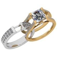 Certified 2.61 Ctw Diamond VS2/SI1 2 Tone 2 Pcs Engagement 14K Yellow And White Gold Ring