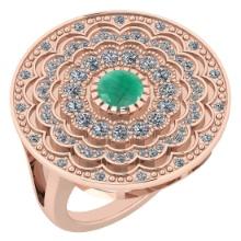 1.34 Ctw I2/I3 Emerald And Diamond 14K Rose Gold Antique Style Wedding Ring