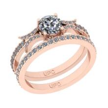 0.95 Ctw SI2/I1 Gia Certified Center Diamond 14K Rose Gold Bridal Style Wedding set Ring