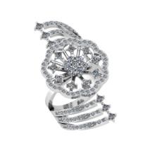 2.85 Ctw SI2/I1 Diamond 14K White Gold Bypass Engagement Ring