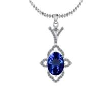 Certified 5.58 Ctw VS/SI1 Tanzanite And Diamond 14K Yellow Gold plated Platinum Pendent
