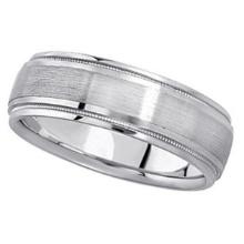 Carved Wedding Band in platinum For Men 7mm