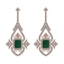 Certified 5.23 Ctw SI2/I1 Emerald And Diamond 14K Rose Gold Vintage Style Earrings