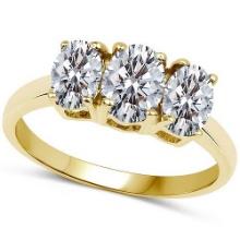 Certified .75 CTW Oval Diamond 14K Yellow Gold Ring
