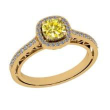 1.18 Ctw Gia certified Natural Light Fancy Yellow And White Diamond 14K Yellow Gold Engagement Ring