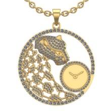 2.85 Ctw SI2/I1Diamond 14K Yellow Gold Panther Pendant Necklace