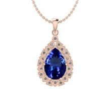 Certified 2.65 Ctw VS/SI1 Tanzanite And Diamond 14K Rose Gold Pendant Necklace