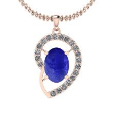 Certified 5.10 Ctw Tanzanite and Diamond I1/I2 14K Rose Gold Victorian Style Pendant